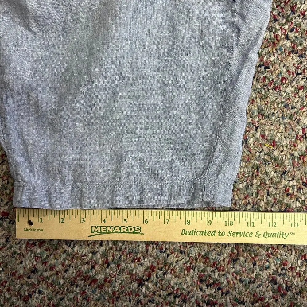 J. Crew Baird McNutt Men's Stanton Blue Linen Flat Front Shorts Size 35